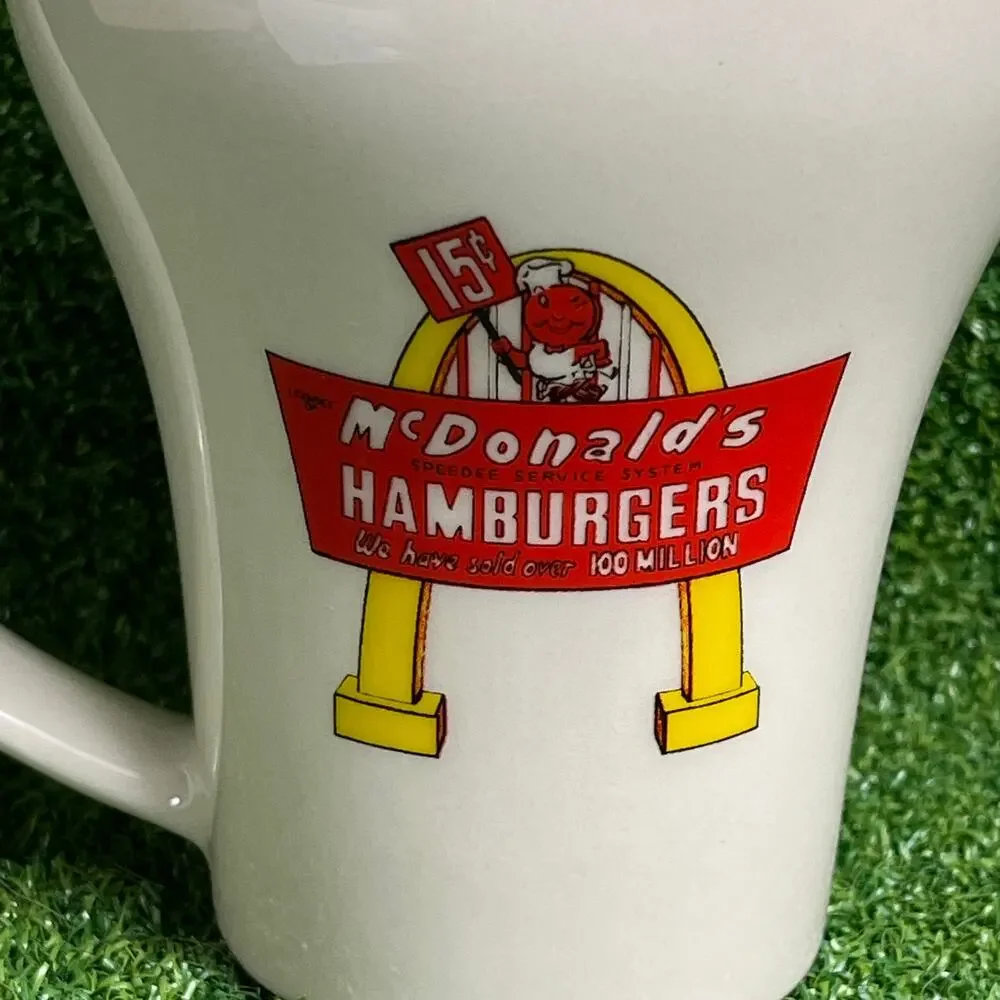 Vintage Mc Donald's 15 Cent Hamburgers Coca-Cola Ceramic Mud with Handle